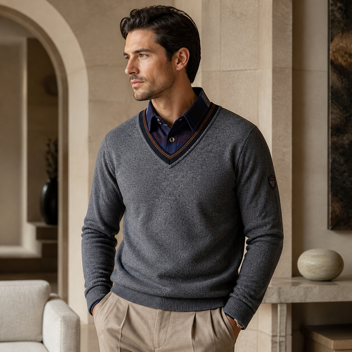 Valenric Heritage Plaid Knit Polo — imagem secundária
