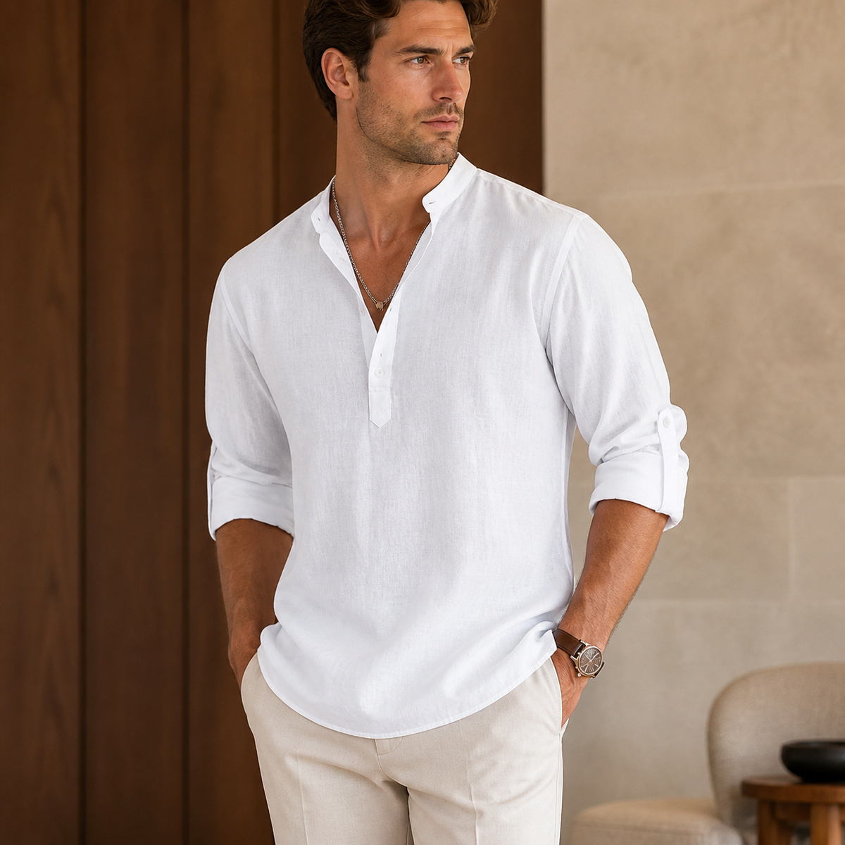 Valenric Coastal Linen Henley — imagem secundária