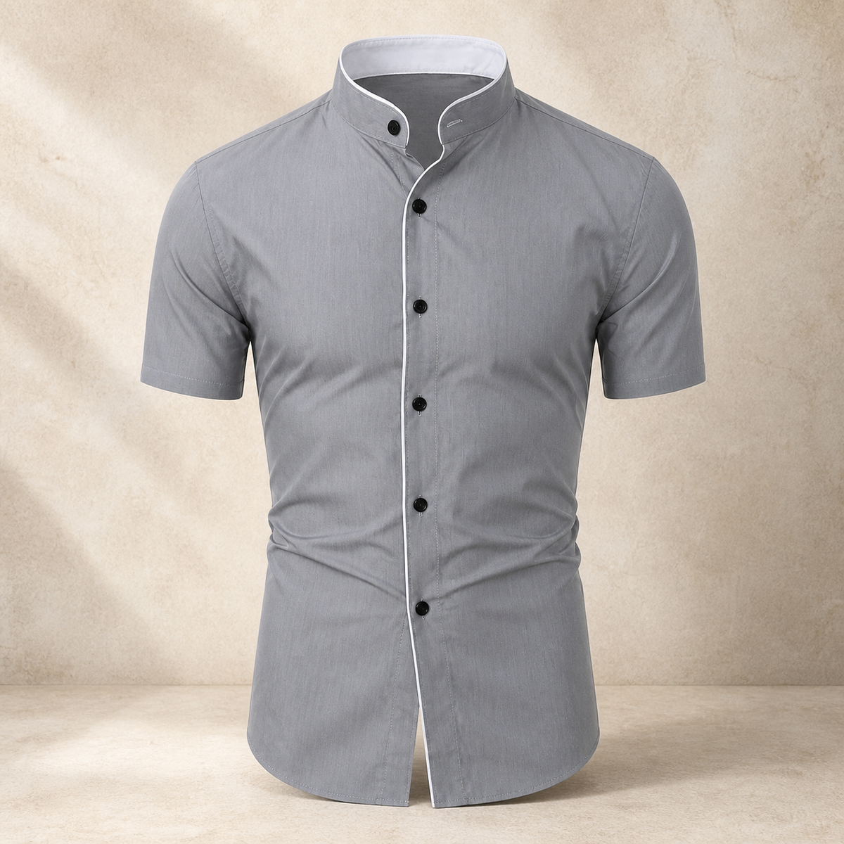 Valenric Contrast Stand-Collar Shirt — capa