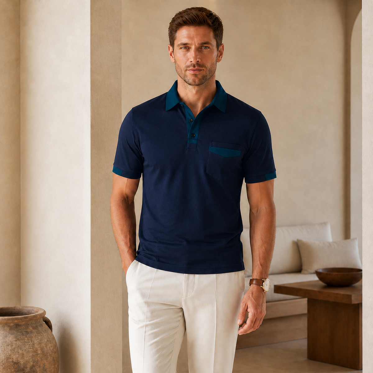 Valenric City Pocket Polo — Navy
