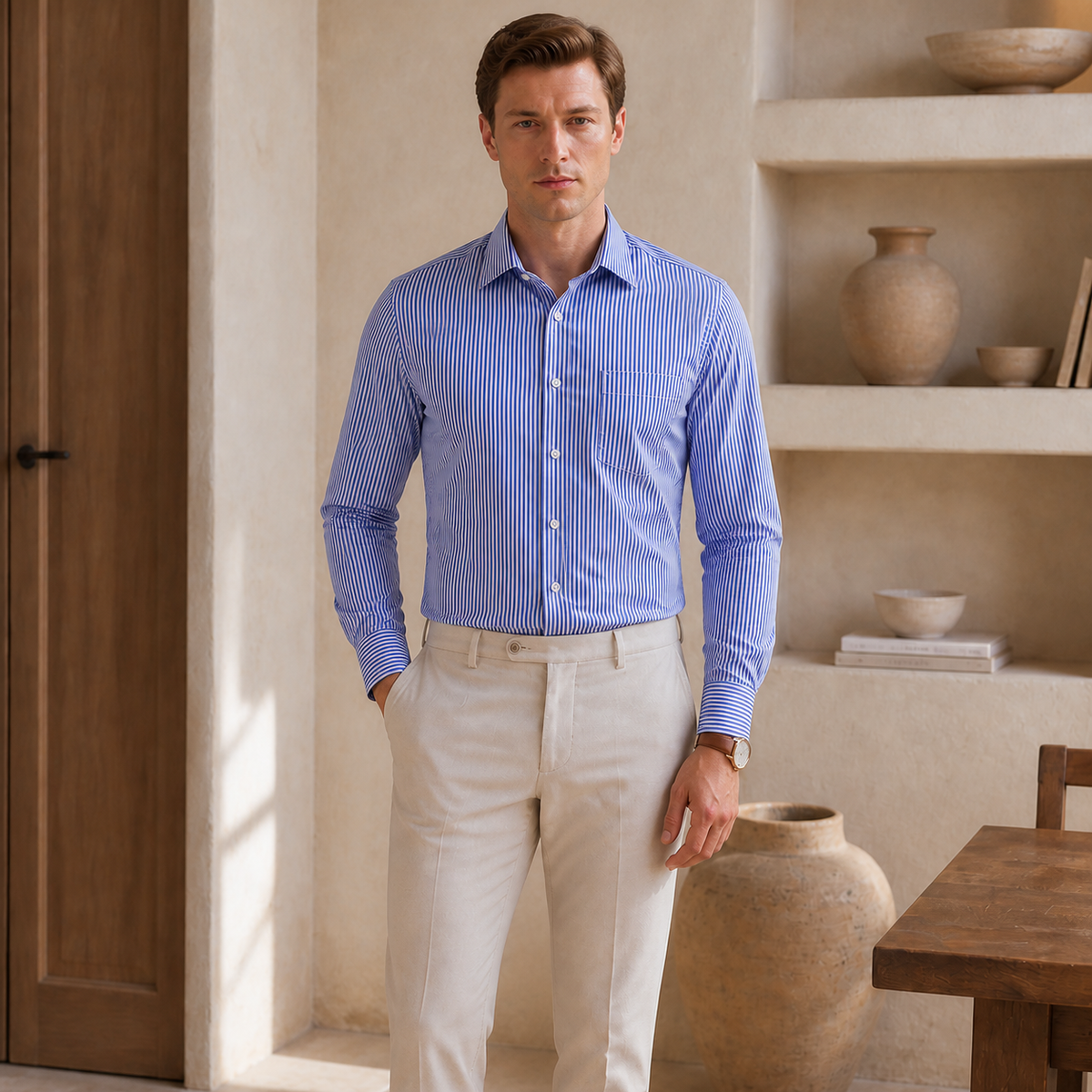 Valenric Classic Office Shirt — Blue