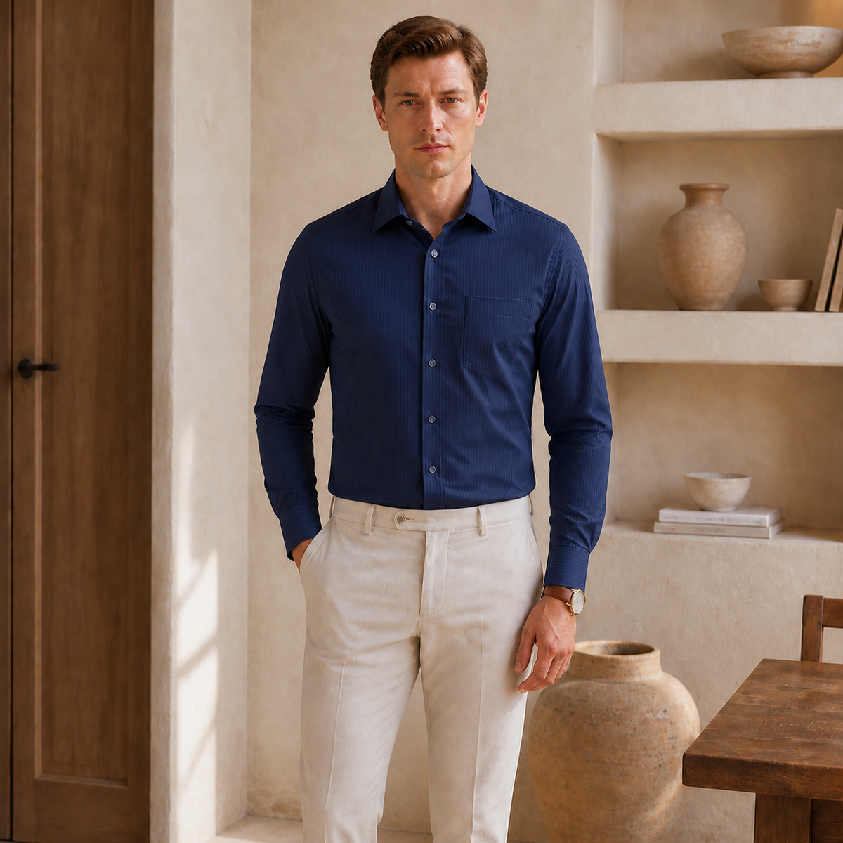 Valenric Classic Office Shirt — Navy