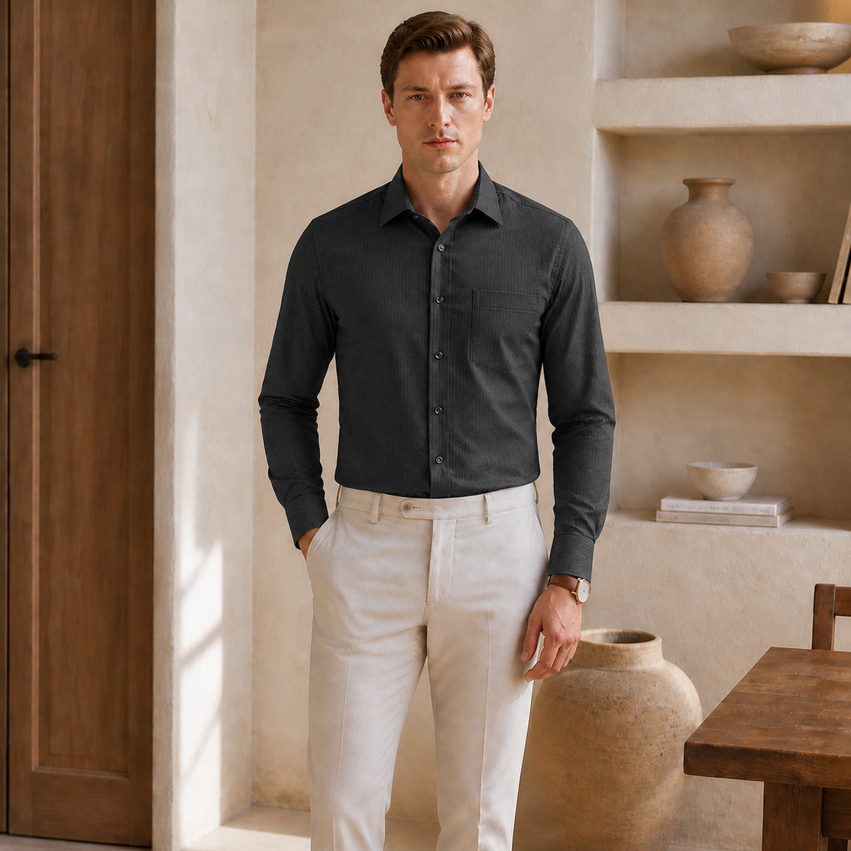 Valenric Classic Office Shirt — Black