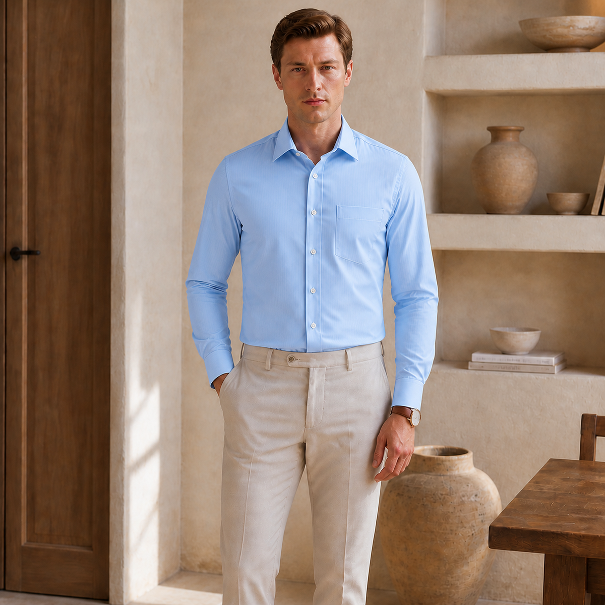 Valenric Classic Office Shirt — Light Blue