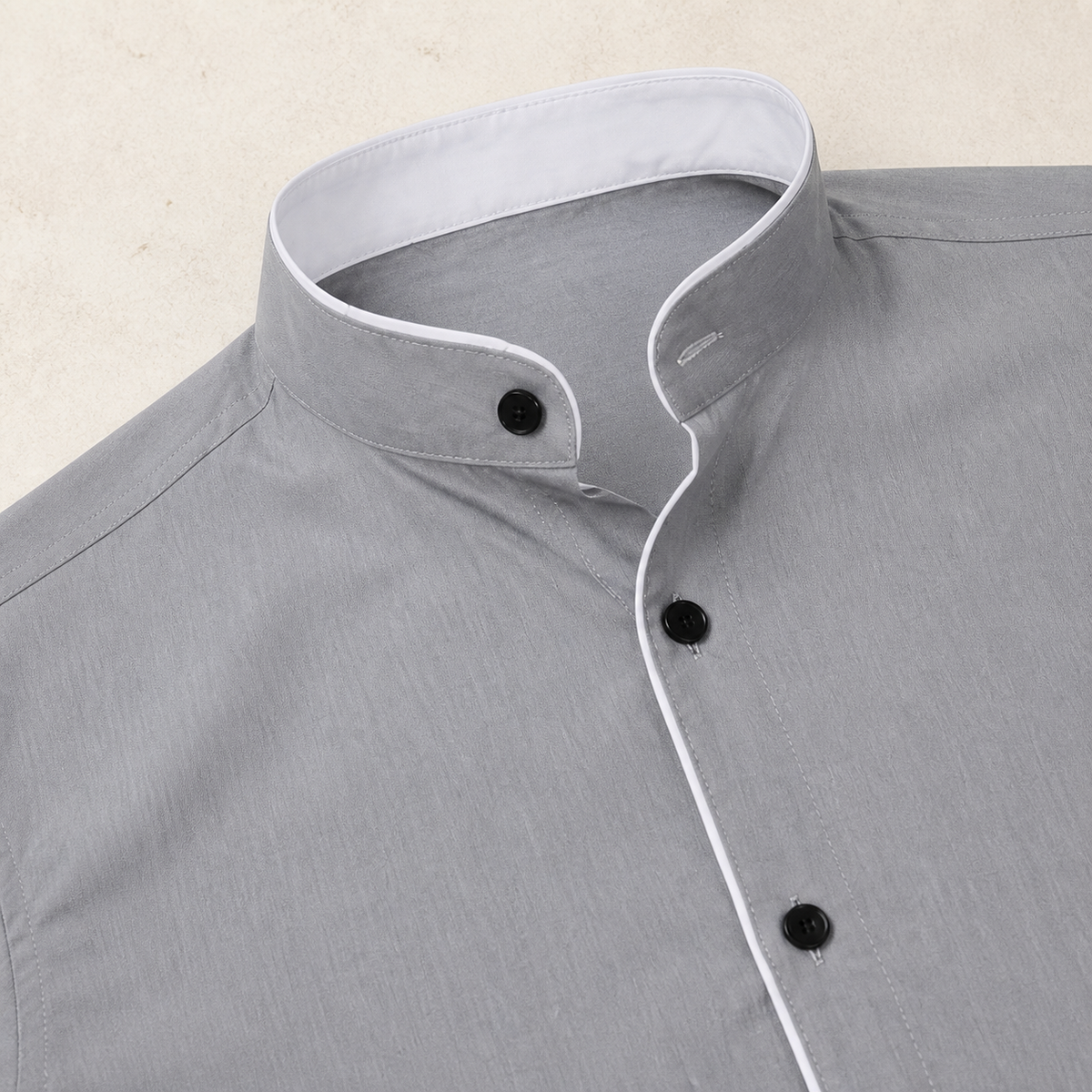 Valenric Contrast Stand-Collar Shirt — benefit detail 1