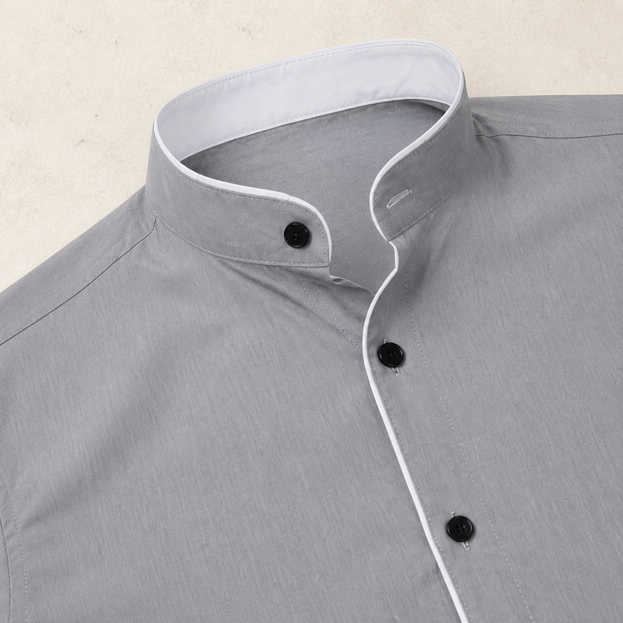 Valenric Contrast Stand-Collar Shirt