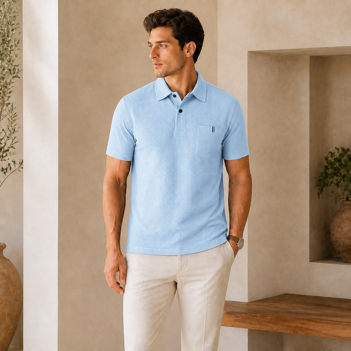 Valenric Cooling Pocket Polo — Light Blue