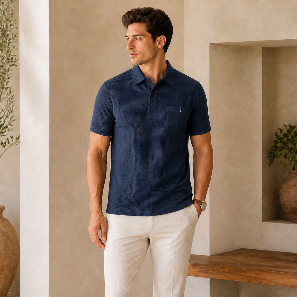 Valenric Cooling Pocket Polo — Navy