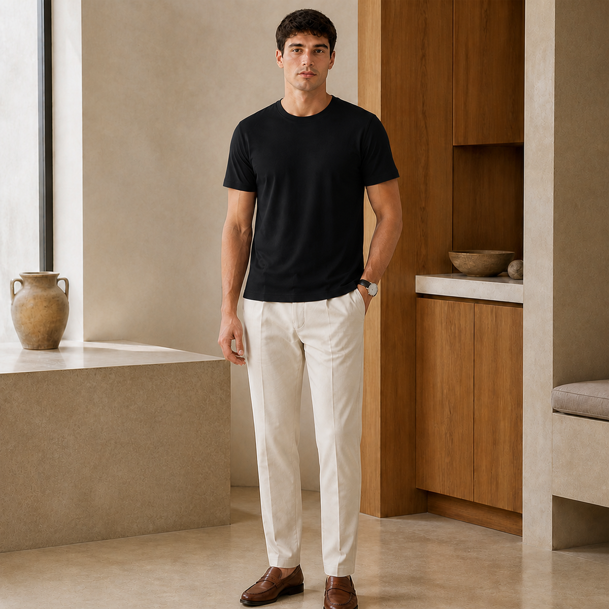 Valenric Essential Cotton T-Shirt — Black