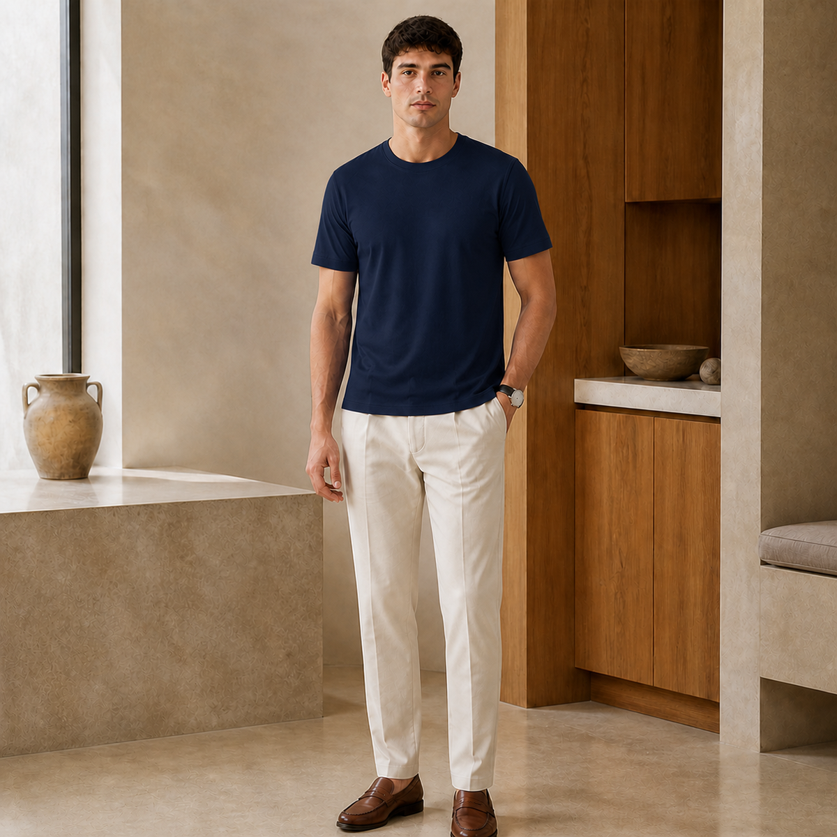 Valenric Essential Cotton T-Shirt — Navy