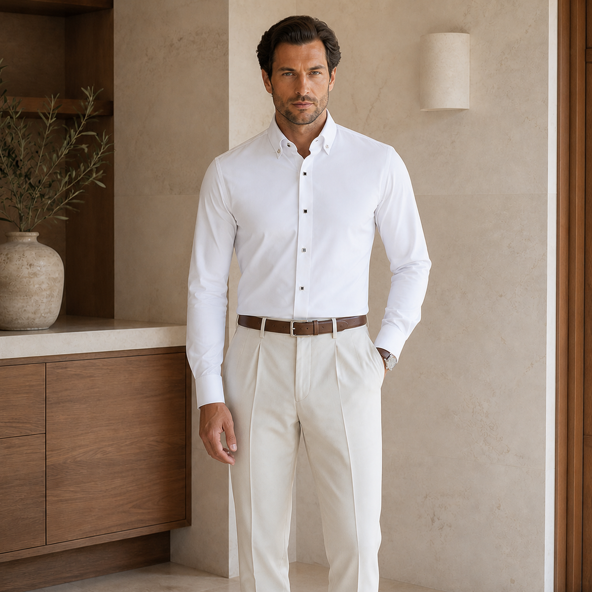Valenric Essential White Shirt — White Long