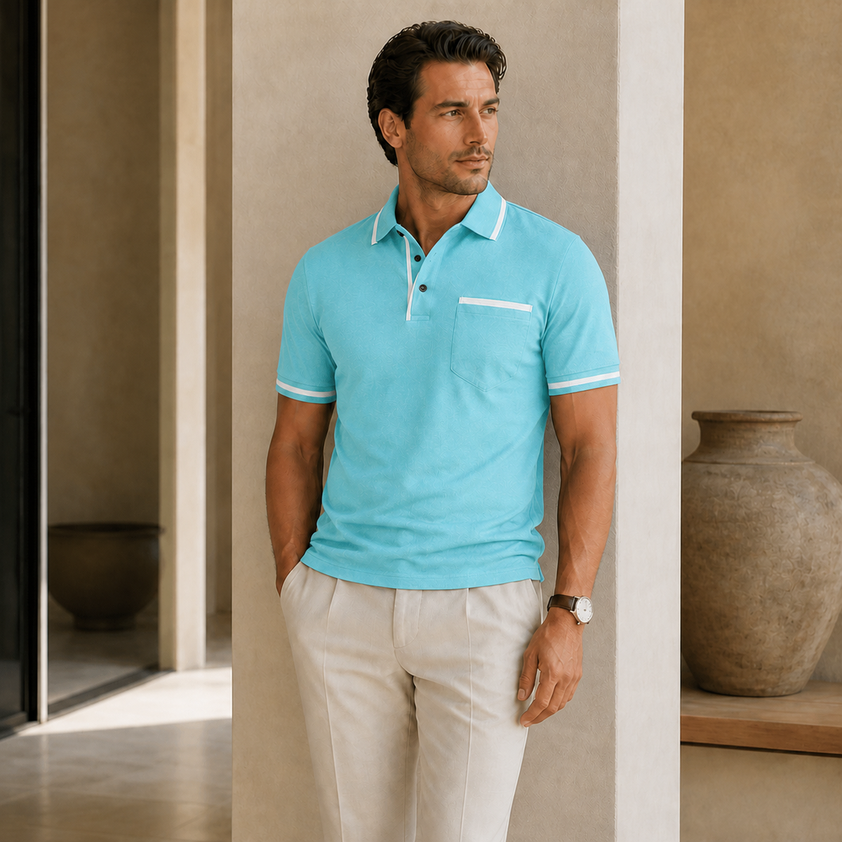 Valenric Harbour Pocket Polo — Blue