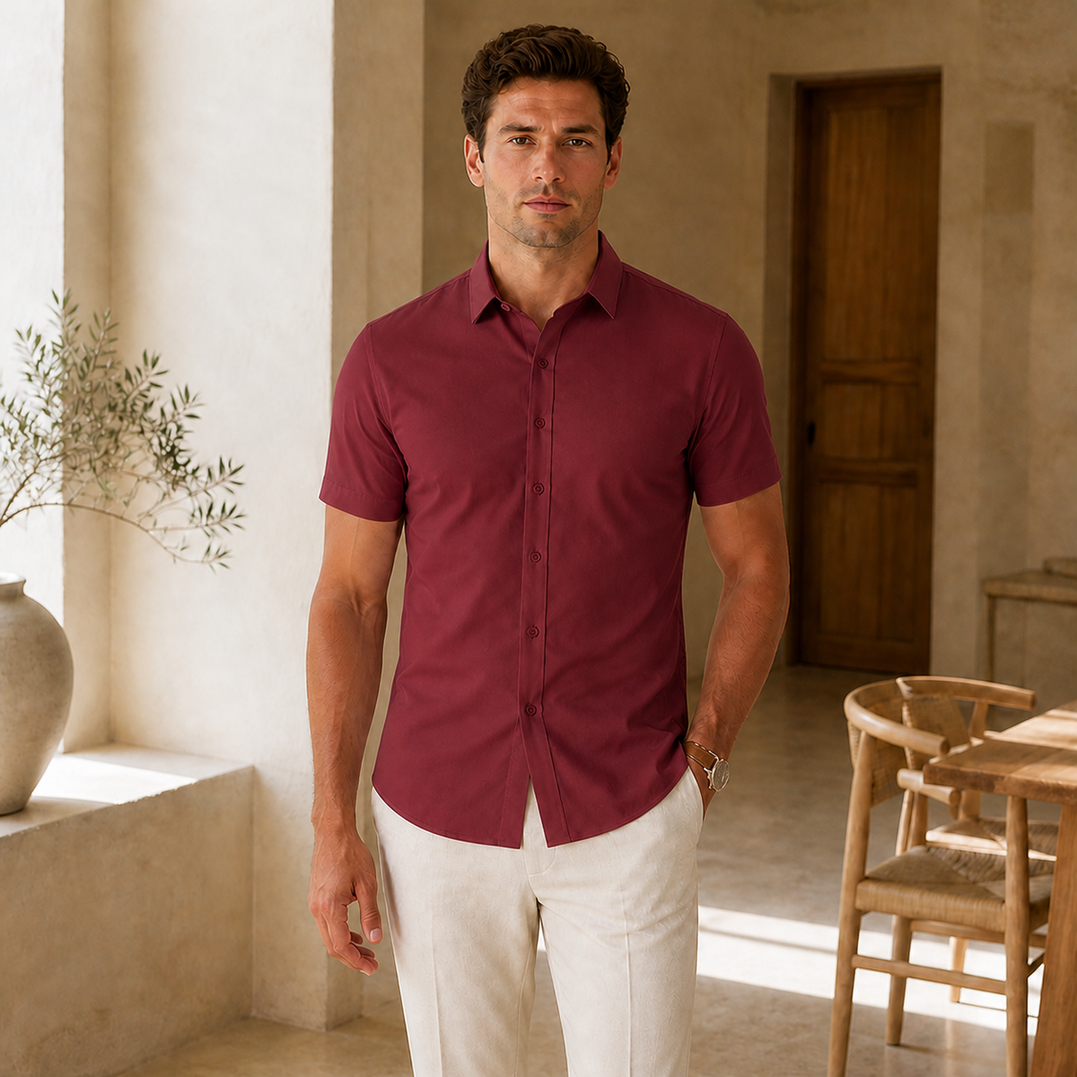 Valenric Mayfair Short-Sleeve Shirt — Red