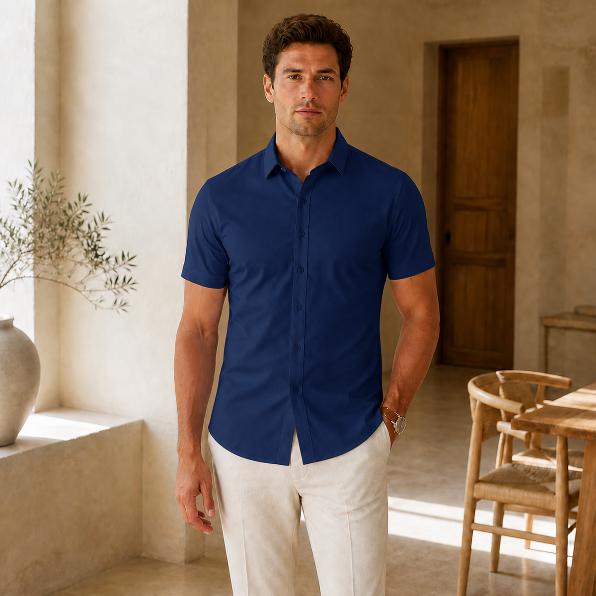 Valenric Mayfair Short-Sleeve Shirt — Navy