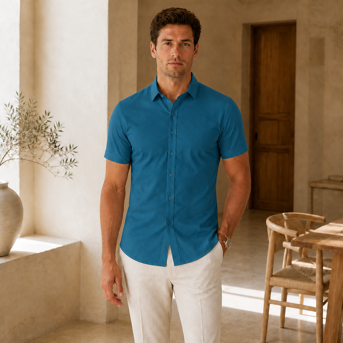 Valenric Mayfair Short-Sleeve Shirt — Blue