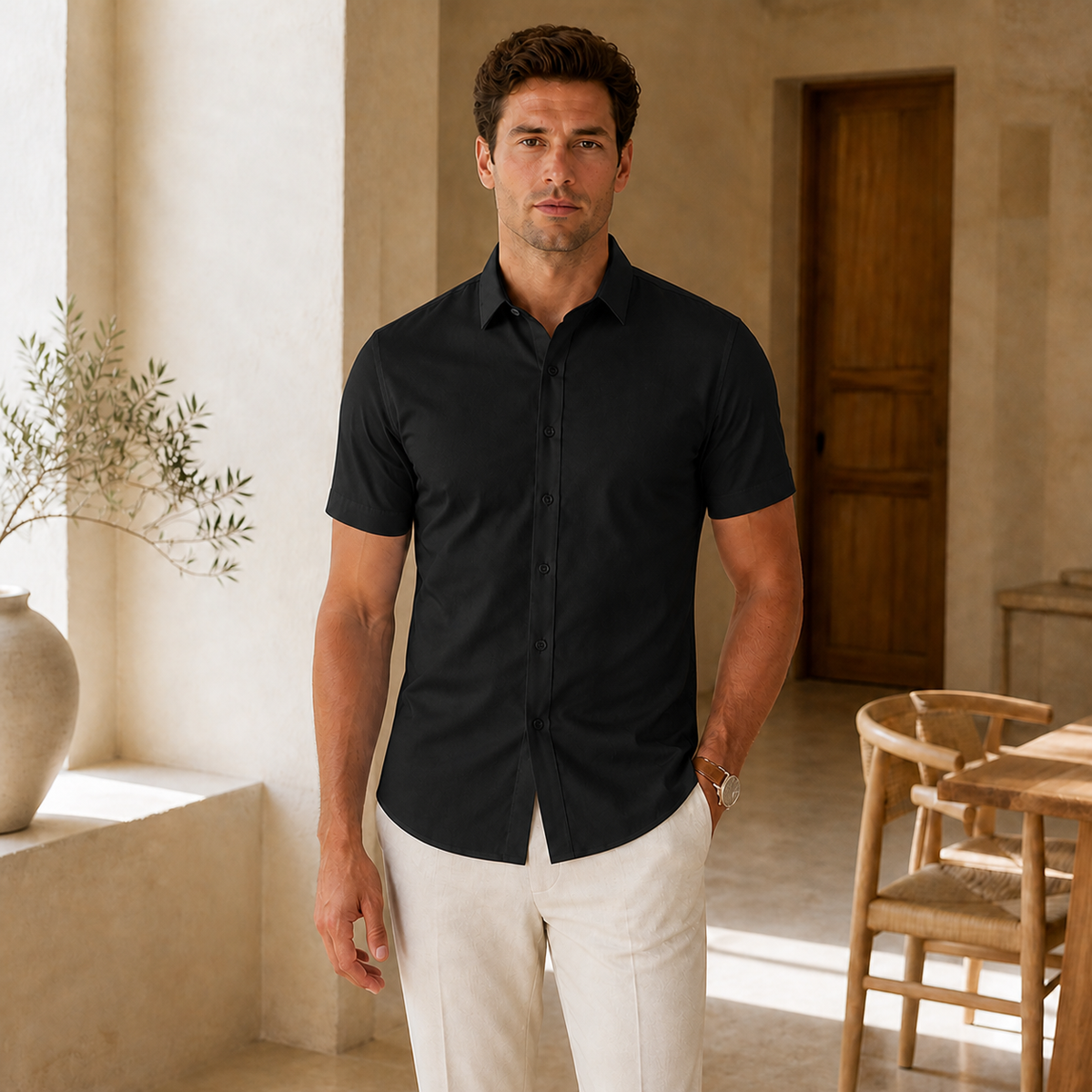 Valenric Mayfair Short-Sleeve Shirt — Black