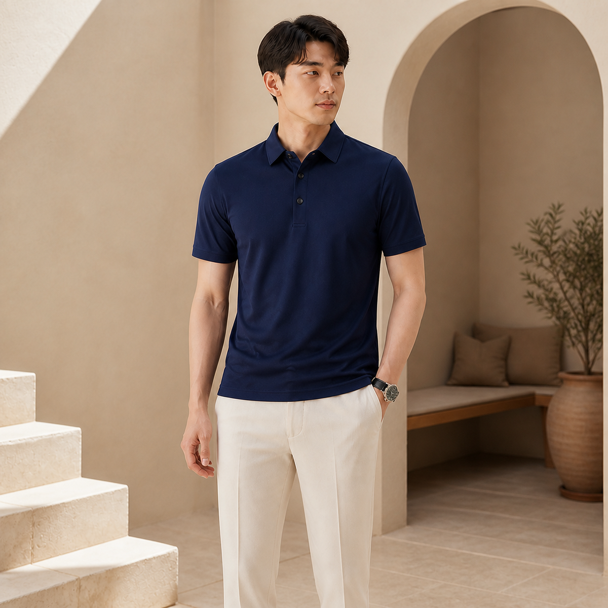 Valenric Modern Business Polo — Navy