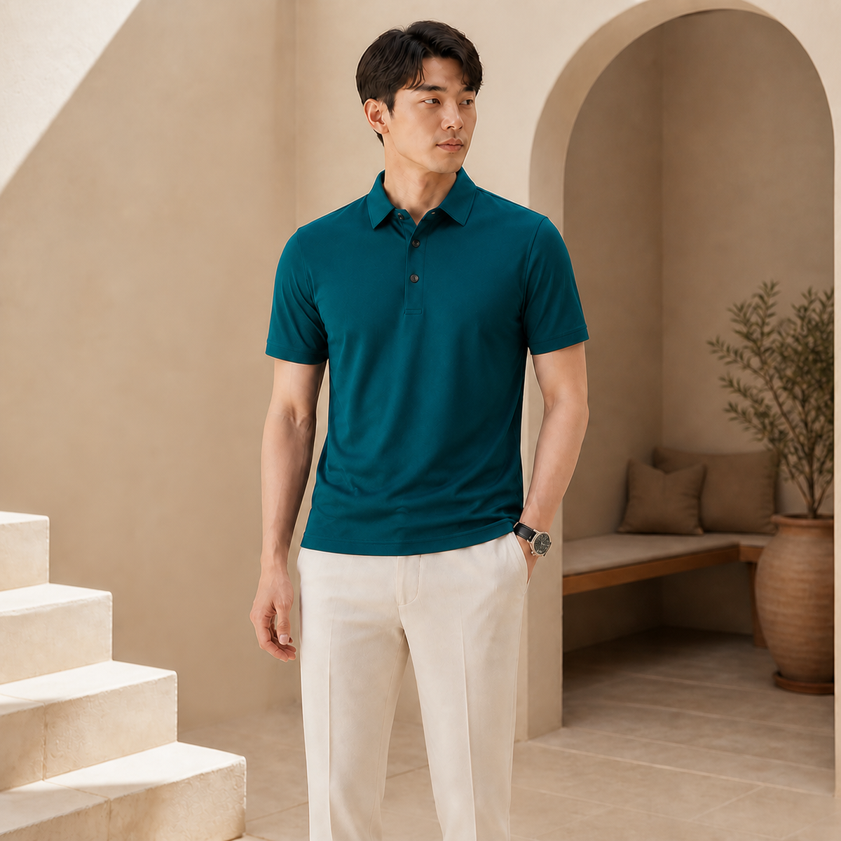 Valenric Modern Business Polo — Green