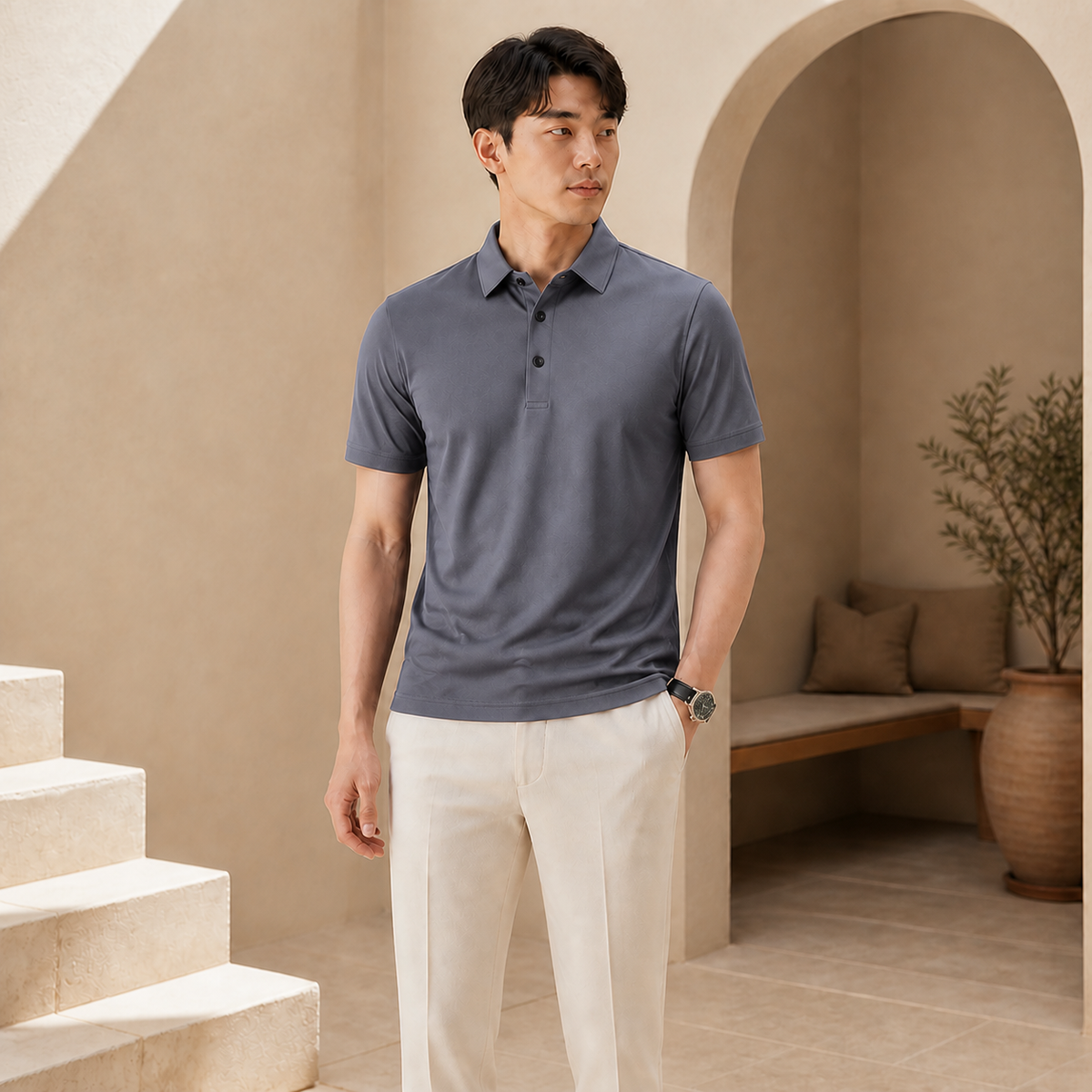 Valenric Modern Business Polo — Grey