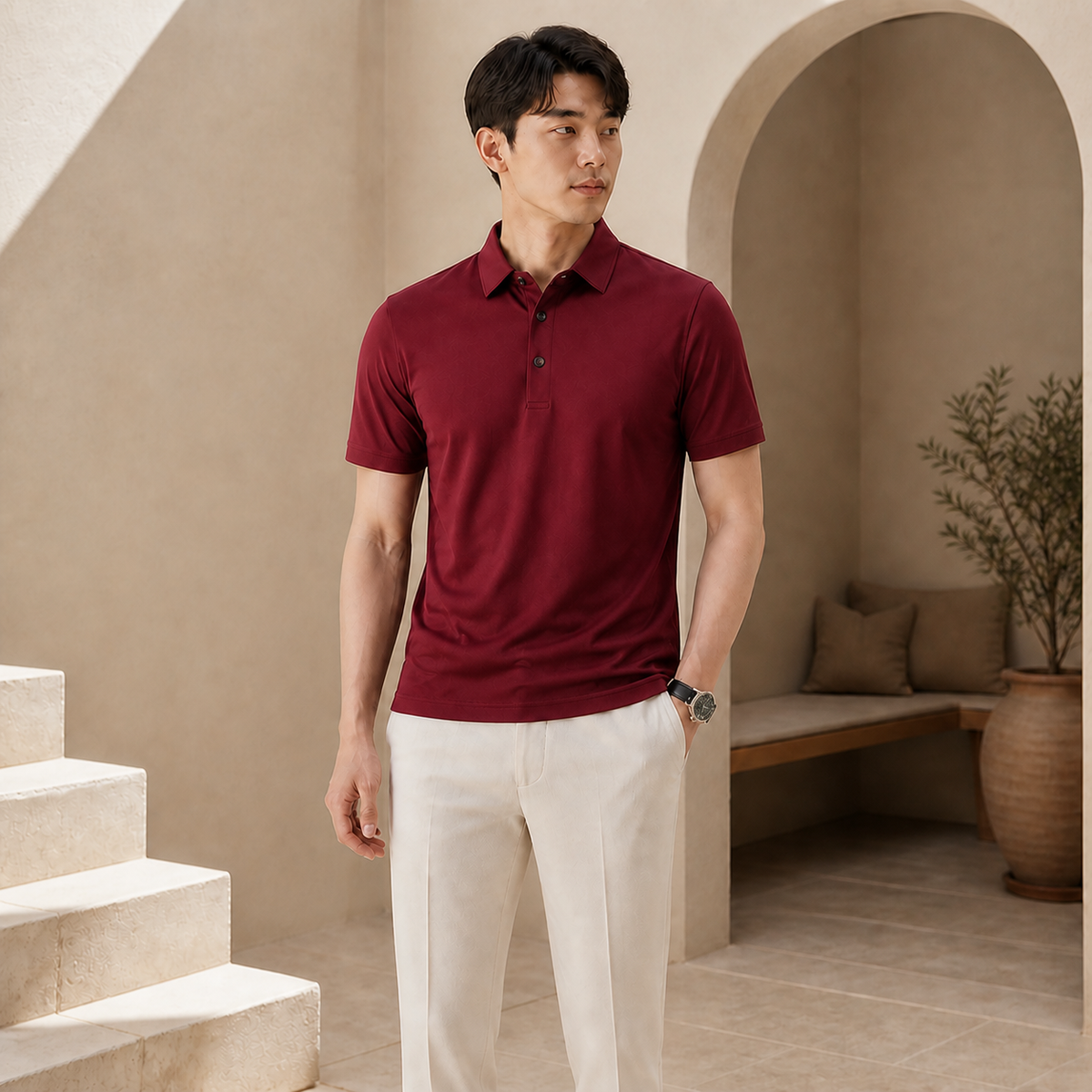 Valenric Modern Business Polo — Red
