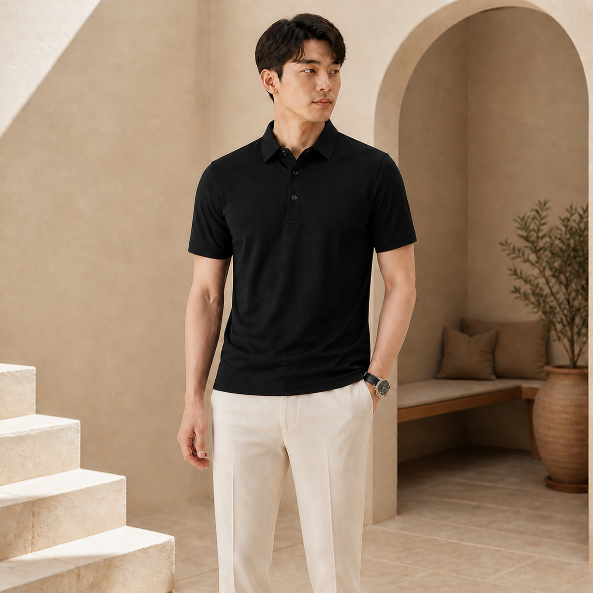 Valenric Modern Business Polo — Black