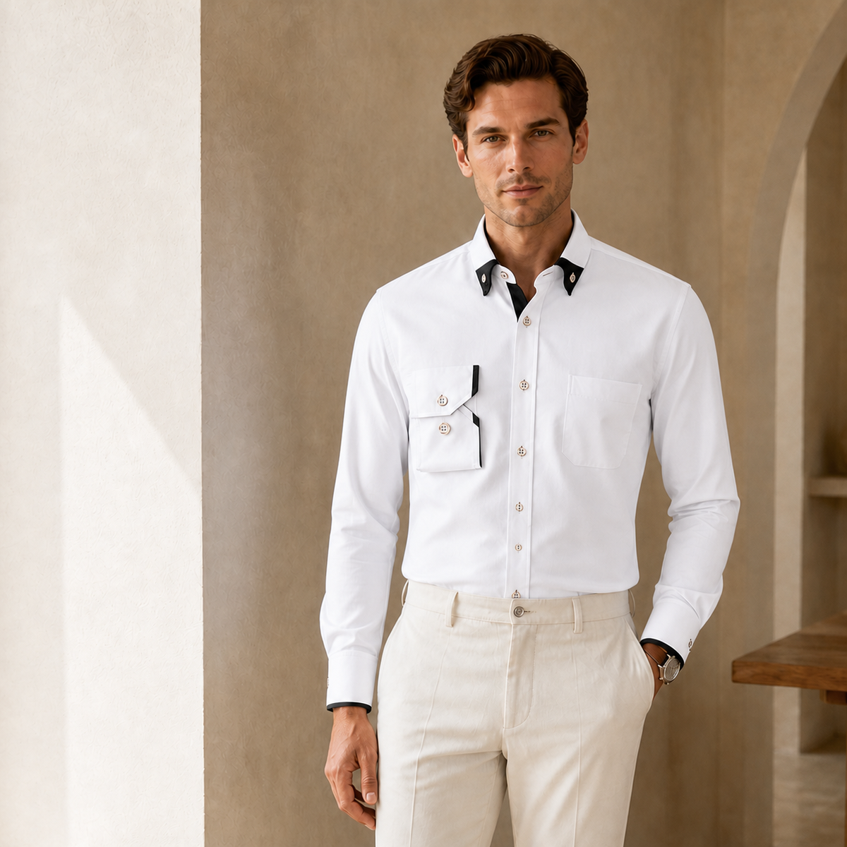 Valenric Oxford Stretch Business Shirt — White
