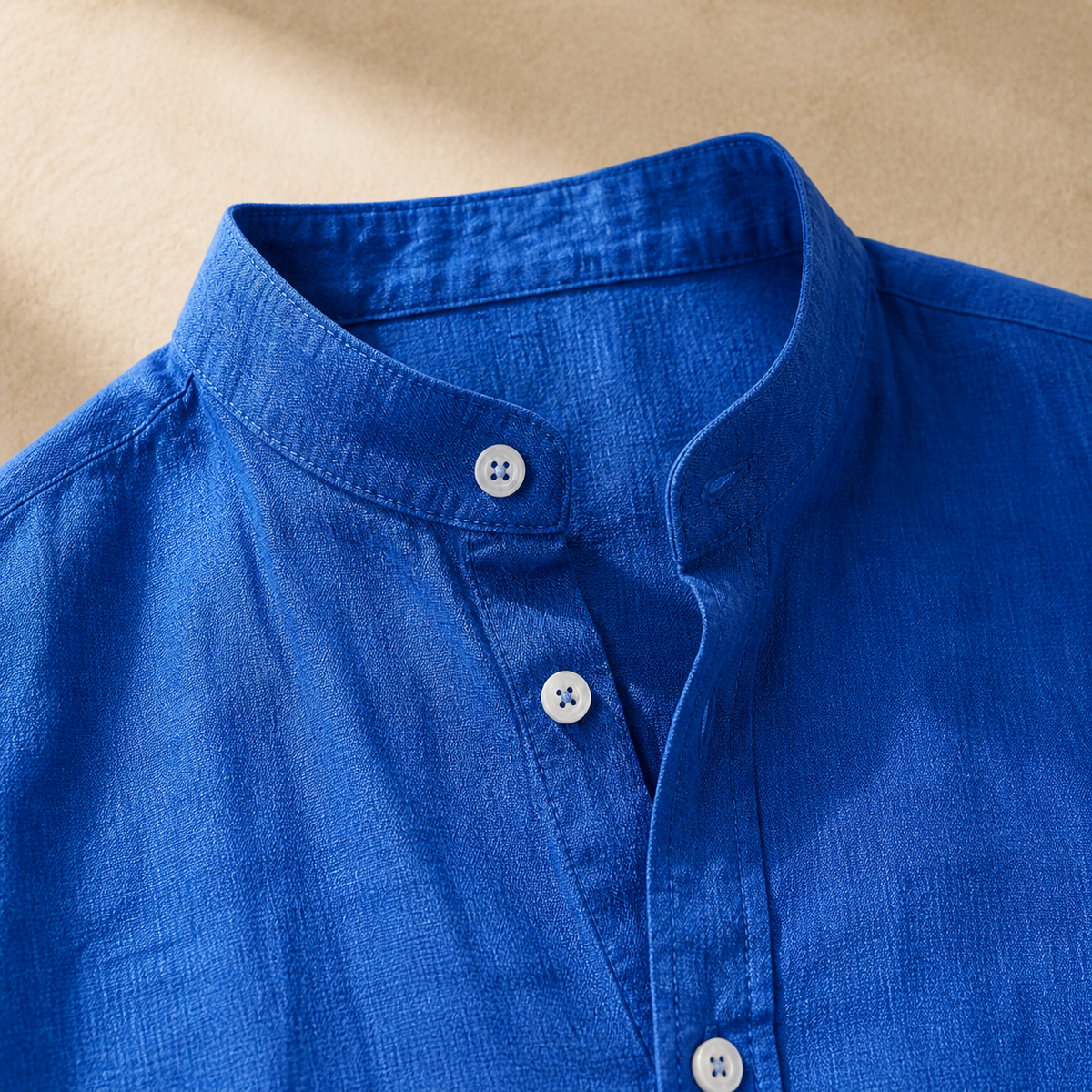 Valenric Riviera Linen Stand-Collar Shirt — benefit detail 1