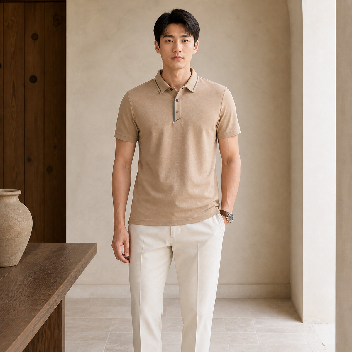 Valenric Seamless Business Polo — Khaki
