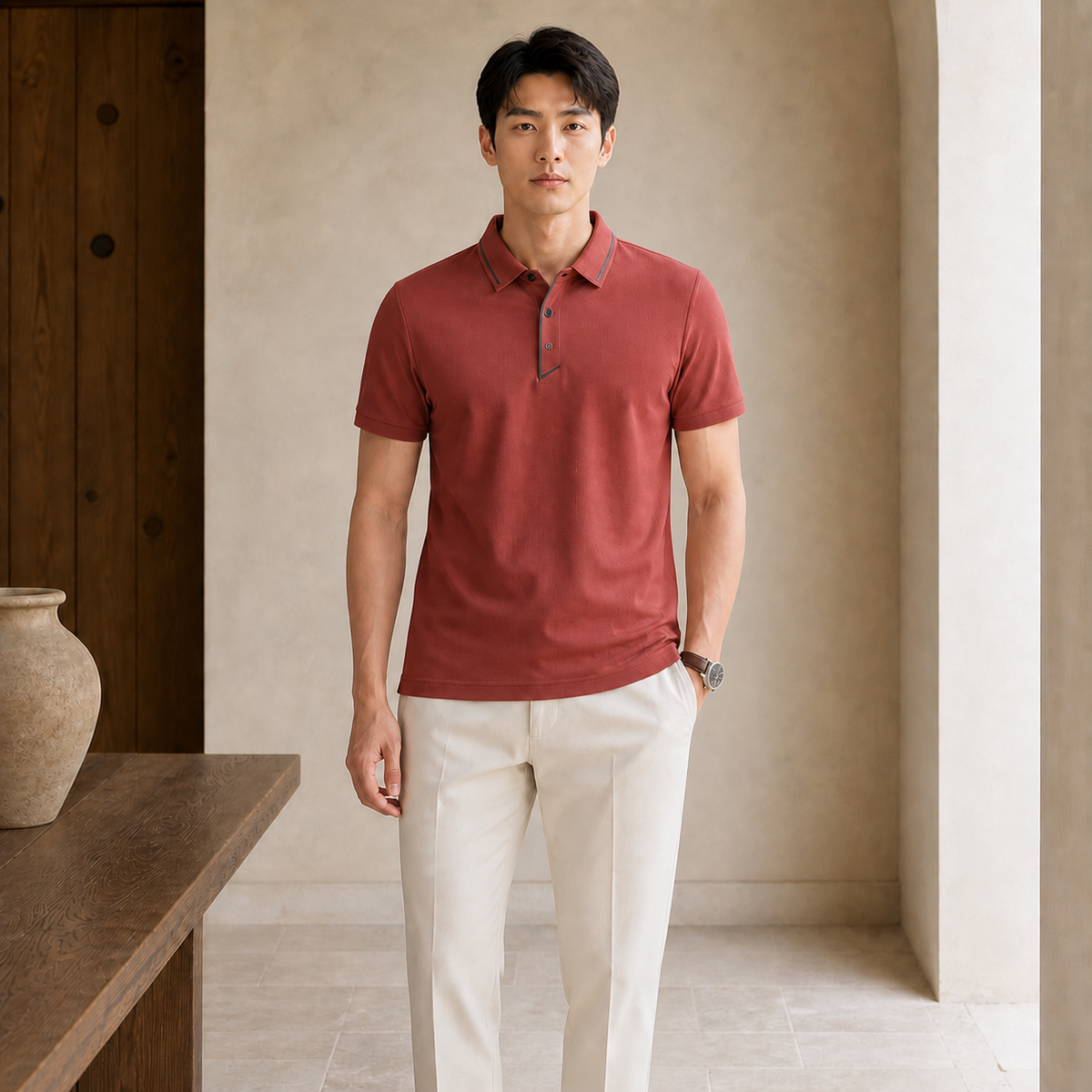 Valenric Seamless Business Polo — Red