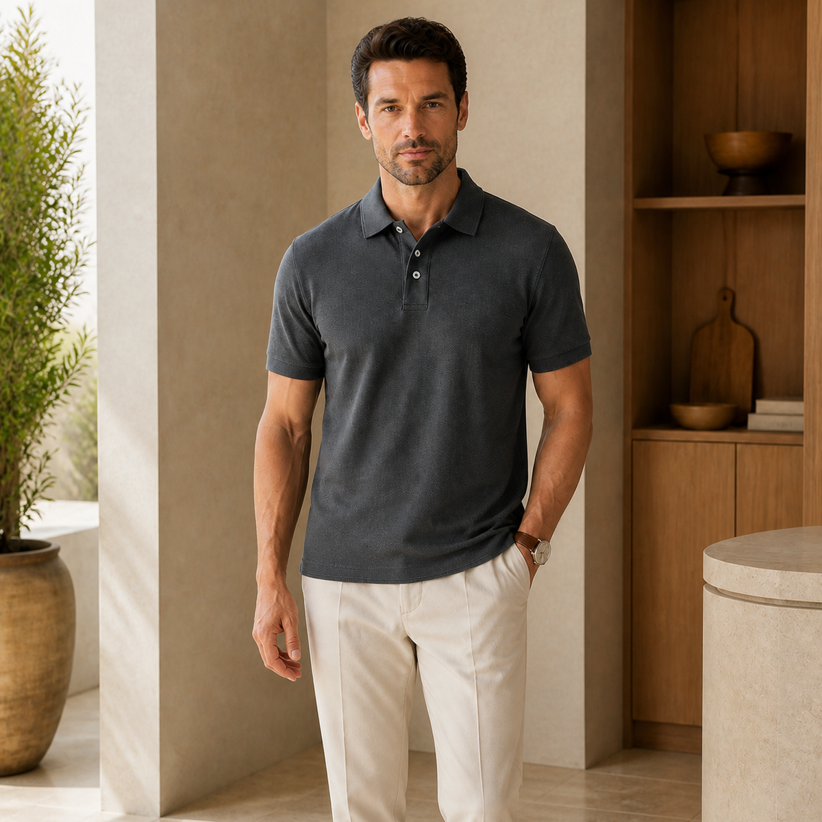 Valenric Signature Cotton Polo — Dark Grey