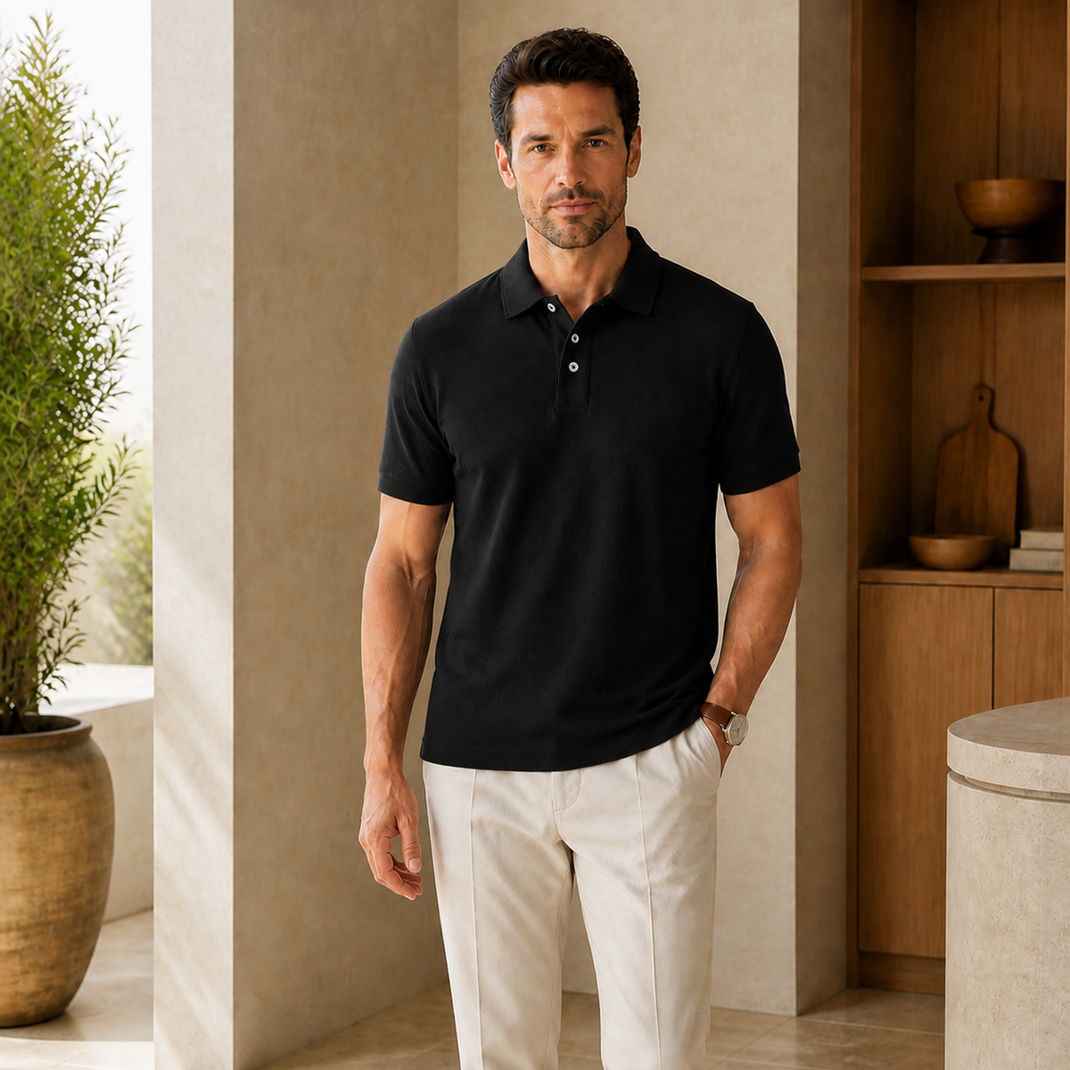Valenric Signature Cotton Polo — Black