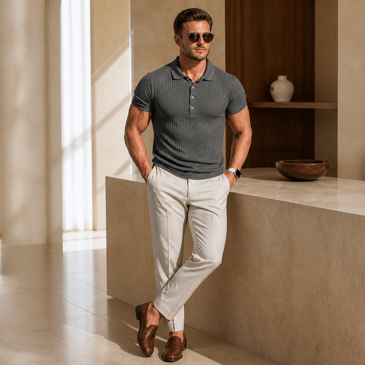 Valenric Stripe Collar Polo — premium lifestyle