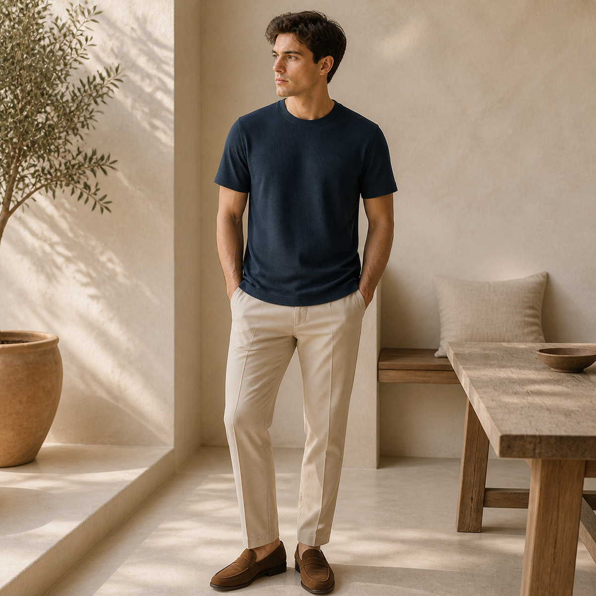 Valenric Waffle-Knit T-Shirt — variante Navy