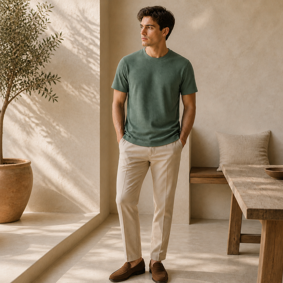 Valenric Waffle-Knit T-Shirt — variante Green